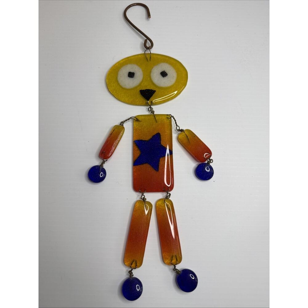 Bedrock Industried Recycled Fused Glass Robot Suncatcher Seattle Art Studio